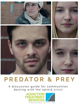 Cover image of the Predator & Prey discussion guide with 4 photos of people from the video