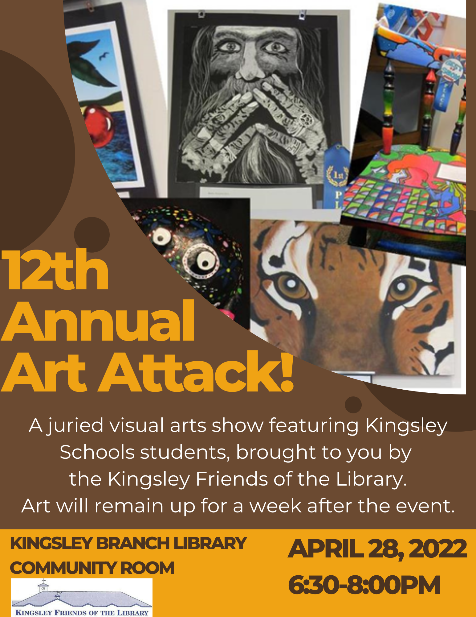 Image of flyer that includes student art work and text that reads "12th Annual Art Attack!"