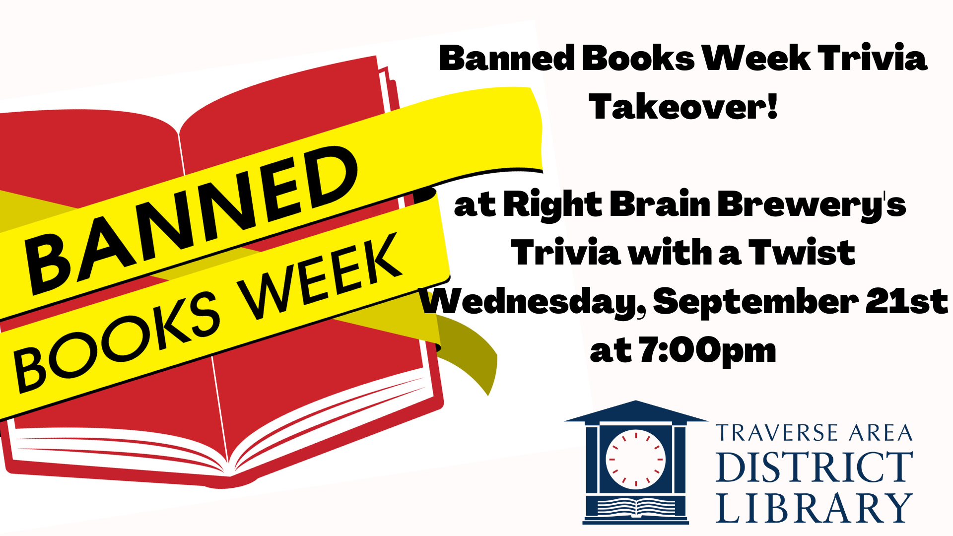 Banned books week trivia takeover Wednesday, September 21, 2022 at 7 pm