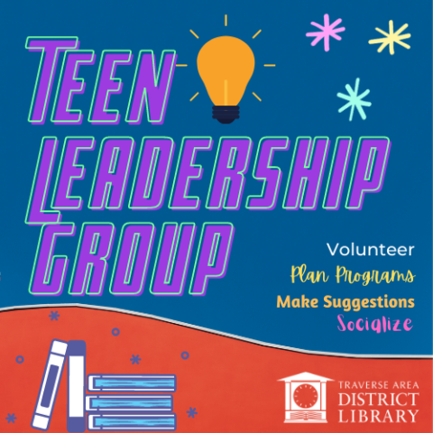 Teen Leadership Group Icon with lightbulb and books.
